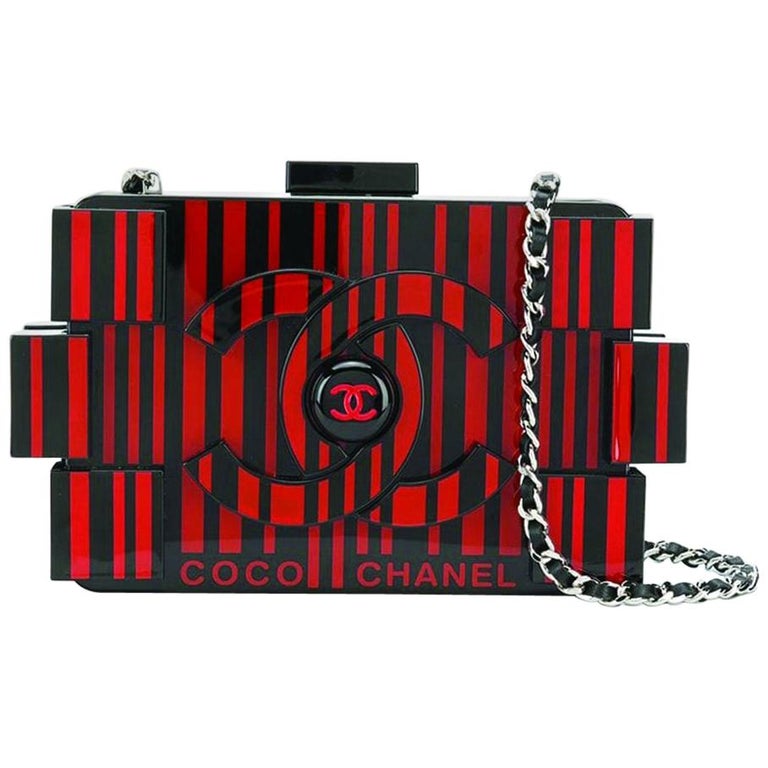 Limited Edition Chanel Red Op-Art Lego Bag at 1stDibs