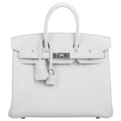 Hermes Birkin 25 Bag HSS White Togo Trench Interior Brushed Palladium Hardware