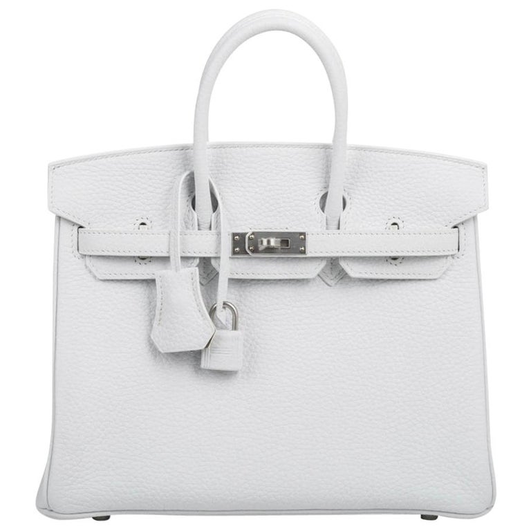Hermes HSS White and Black Clemence Birkin 25 Brushed Gold