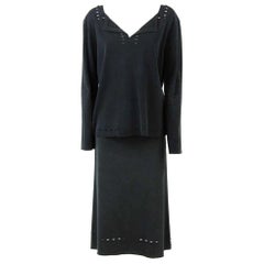 1990s Issey Miyake Black Cotton Suit