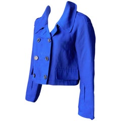 Dries Van Noten Royal Blue Double breasted Rain Jacket