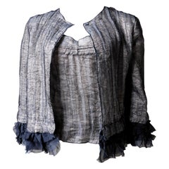 Vintage Dolce & Gabbana Gold Lame and Black Silk Chiffon Evening Camisole and Jacket