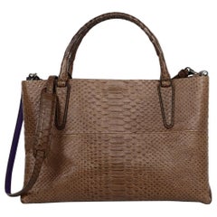 Coach Brown Leather Embossed Snakeskin Tote Bag W/ Strap