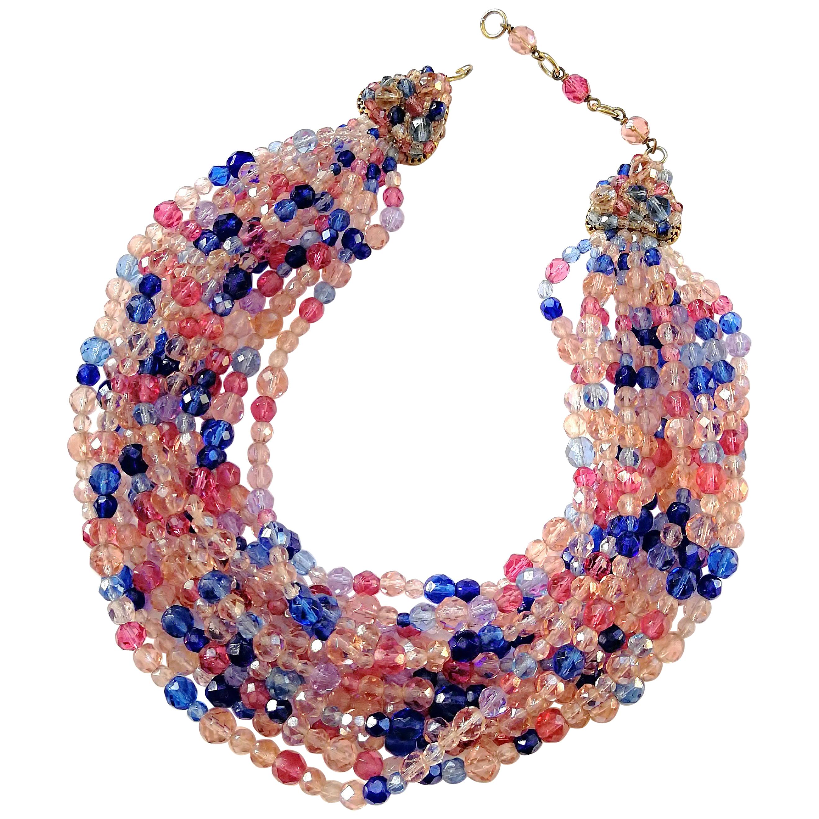 Multi row faceted bead necklace, Coppola e Toppo, 1950s