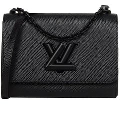 Louis Vuitton Black Epi Leather/Matte Black LV Twist MM Crossbody Bag For  Sale at 1stDibs