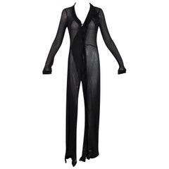 S/S 2002 Gucci by Tom Ford Runway Sheer Black Asian Wrap Long Dress