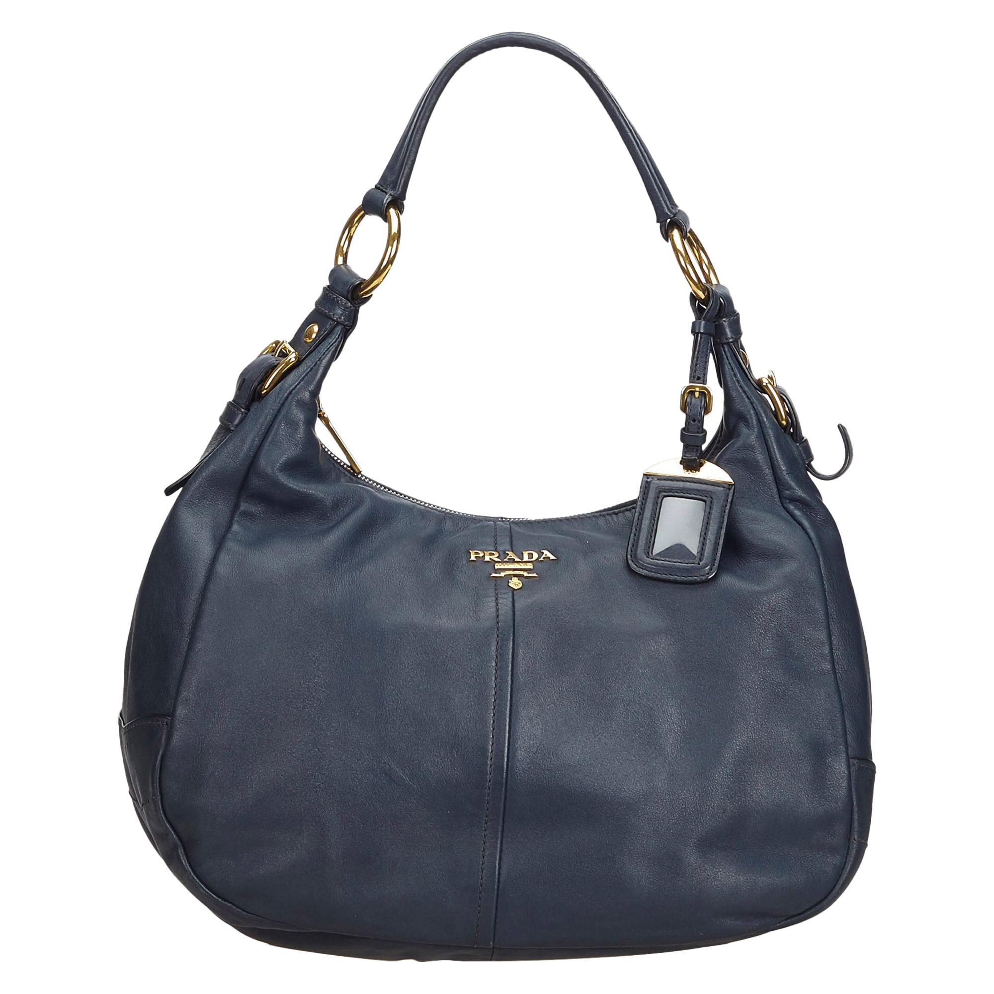 Prada Black Leather Hobo Bag at 1stDibs