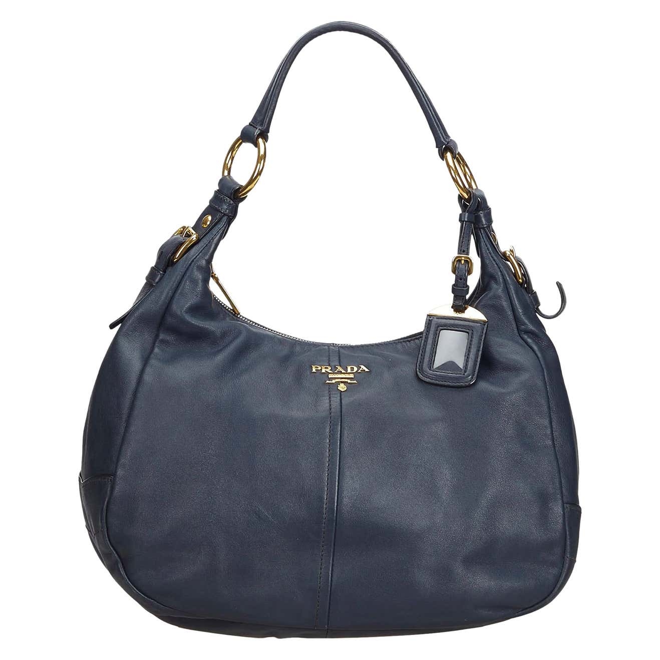 Prada Black Leather Hobo Bag at 1stDibs