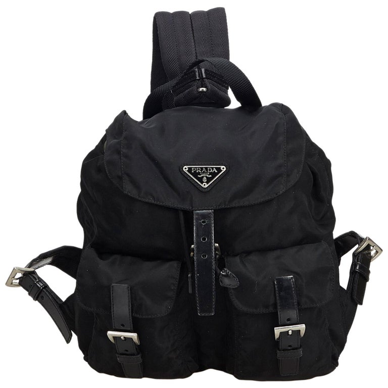 Prada Black Nylon Drawstring Backpack at 1stDibs