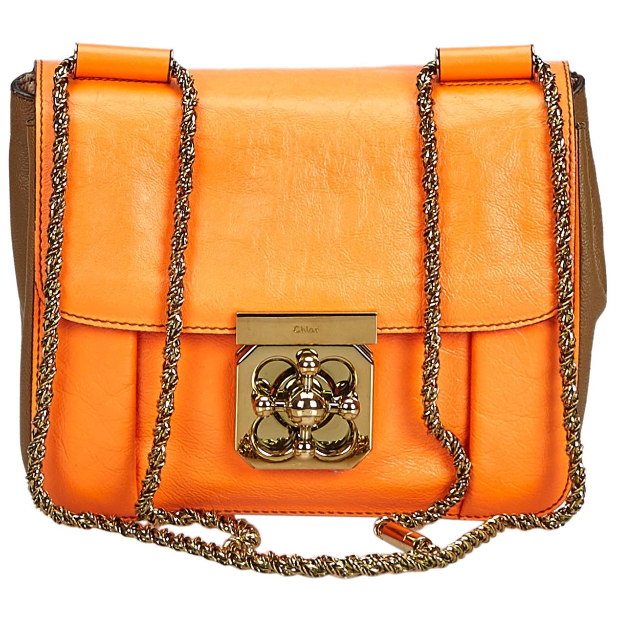 Chloe Orange Leather Elsie Crossbody Bag For Sale