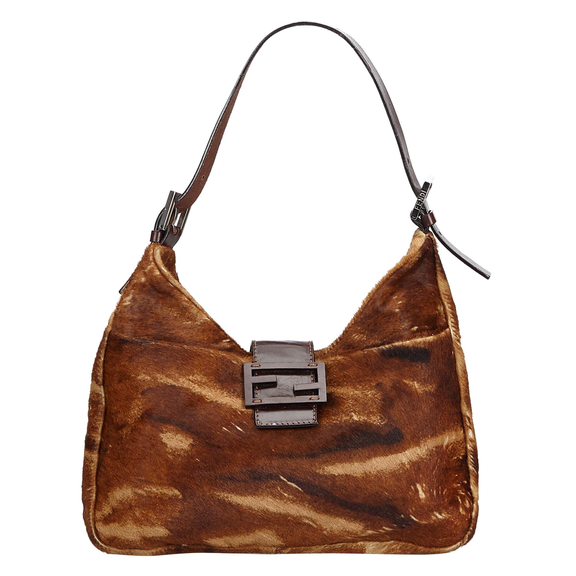 Fendi Brown Pony Hair Shoulder Bag For Sale at 1stDibs