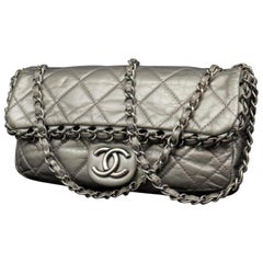 Chanel Chain Around Flap 227432 Silver Quilted Leather Shoulder Bag