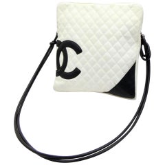 Chanel Messenger Cambon Extra Large 230185 White X Black Quilted Leather Cross B