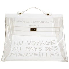 Hermès Kelly Souvenir De L'exposition 1997 230075 Clear X White Vinyl Satchel