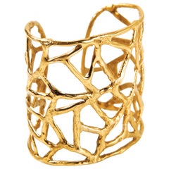 Giulia Barela 24 Karat Fine Gold-Plated Africa Bronze Cuff Bracelet