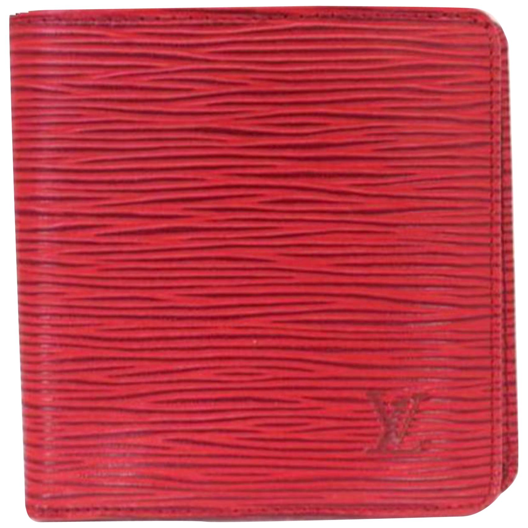 Louis Vuitton Bifold Wallet 222003 Red Epi Leather Shoulder Bag For Sale