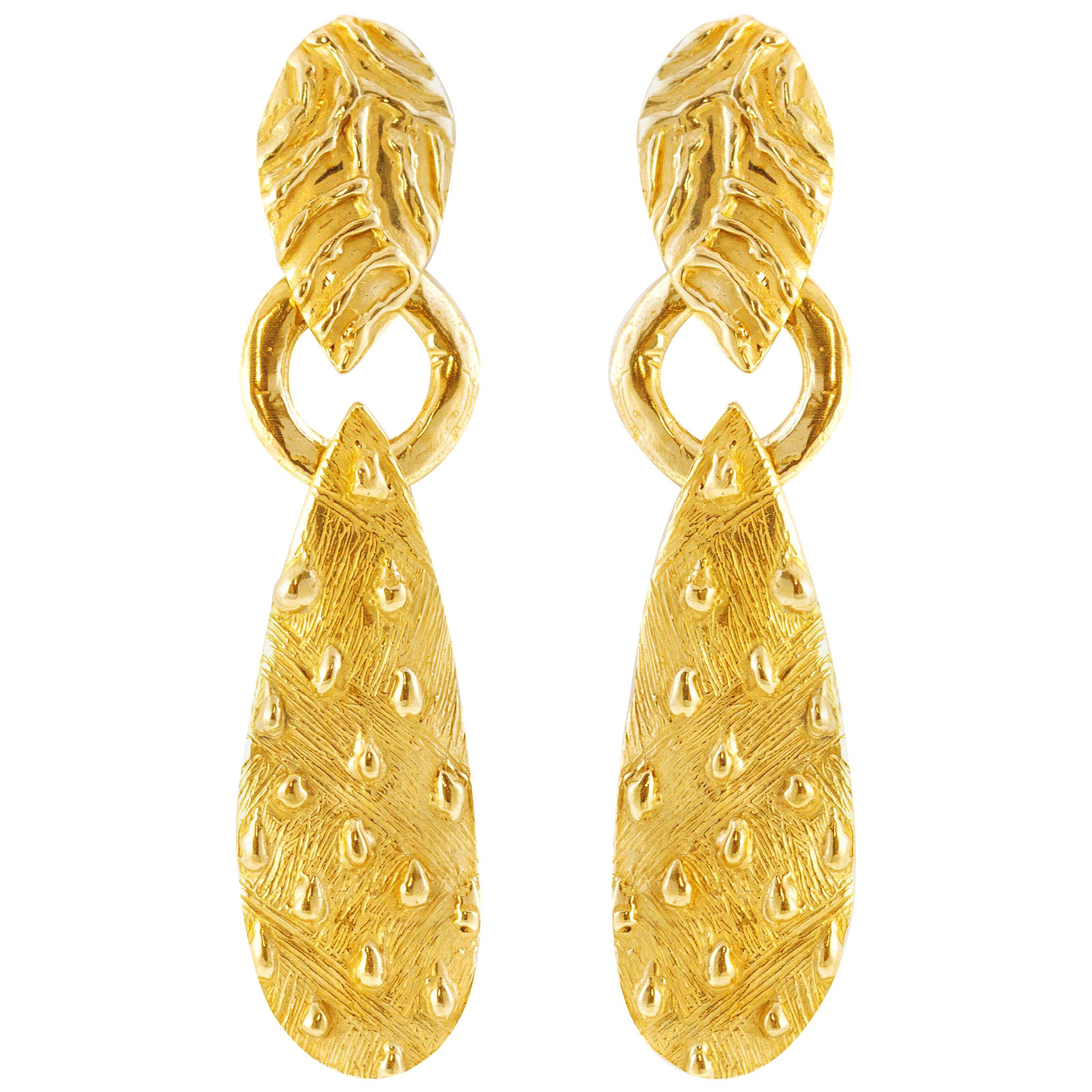 Giulia Barela 24 Karat Fine Gold-Plated Bronze Salento Earrings For Sale
