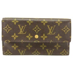 Louis Vuitton Brown Tresor Porte Monogram Trifold Long Sarah 220073 Wallet