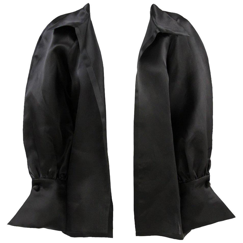 1980s Balenciaga Les Dix Black Satin Silk Jacket 