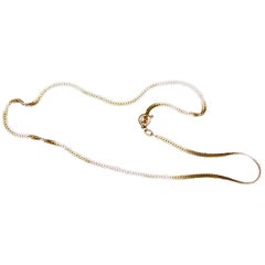 1970's Italian 14 Kt Gold Flat Curb Link Necklace