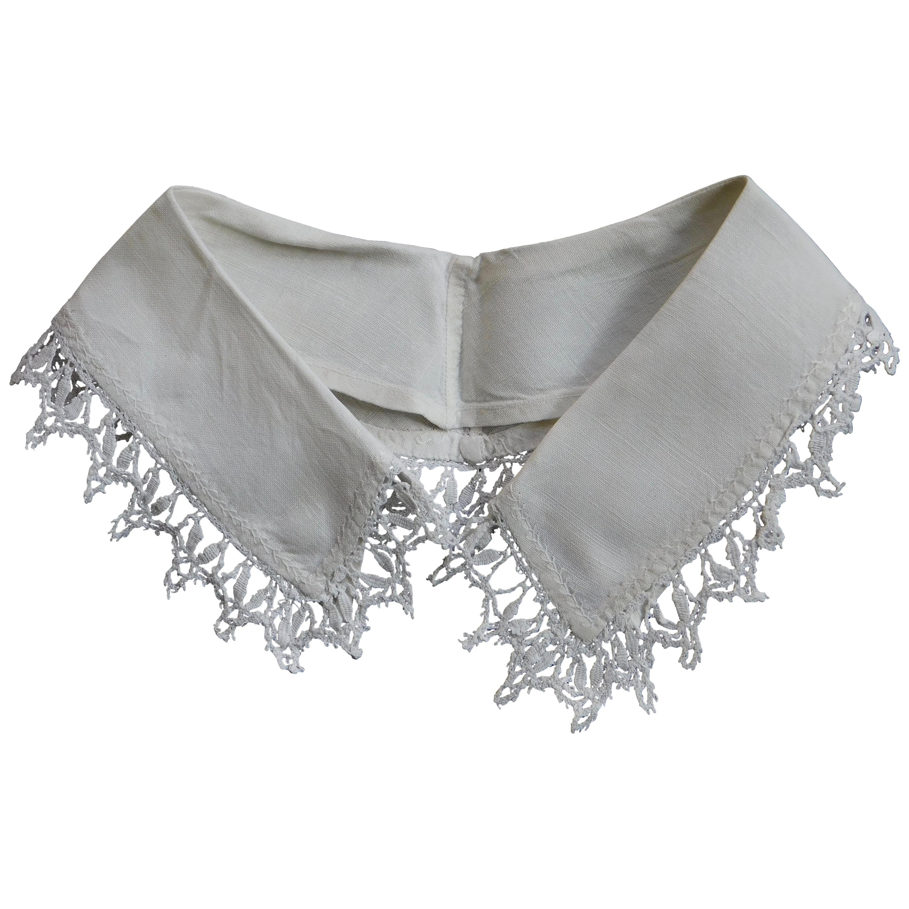 Antique Belgian Lace and Linen Collar For Sale