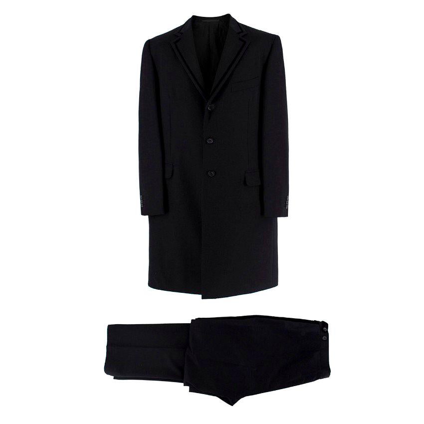 Versace Black and Navy Longline Tailored Suit XXL For Sale