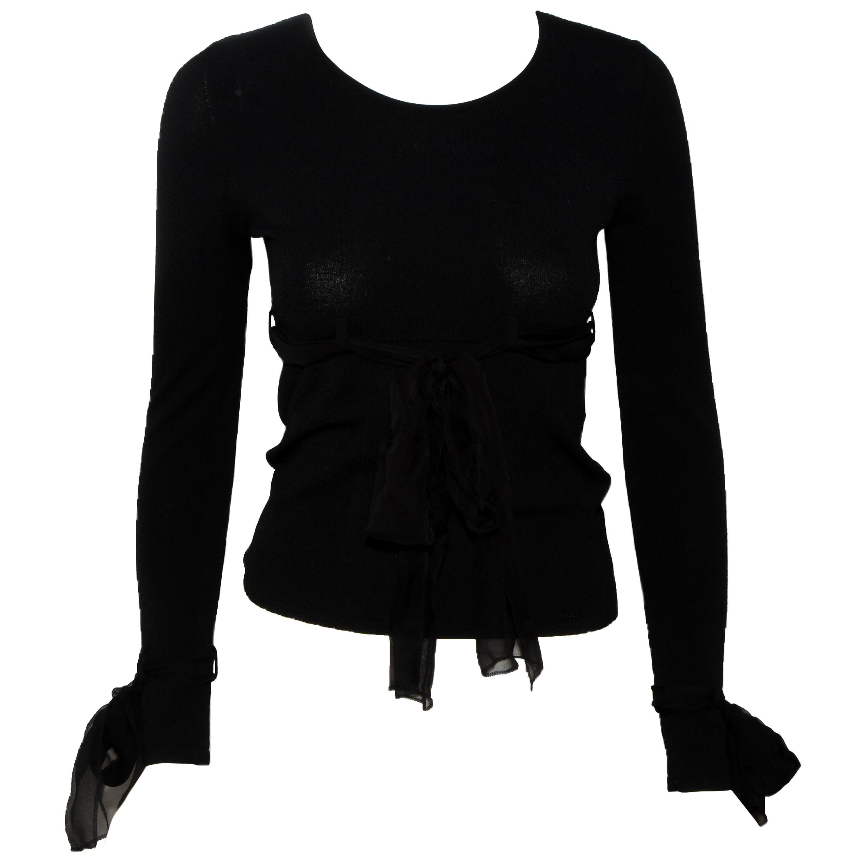 Chanel Black Knit Long Sleeve Round Neck  From 2004 Collection 40