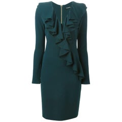 Balmain Ruffled V-Neck Mini Dress