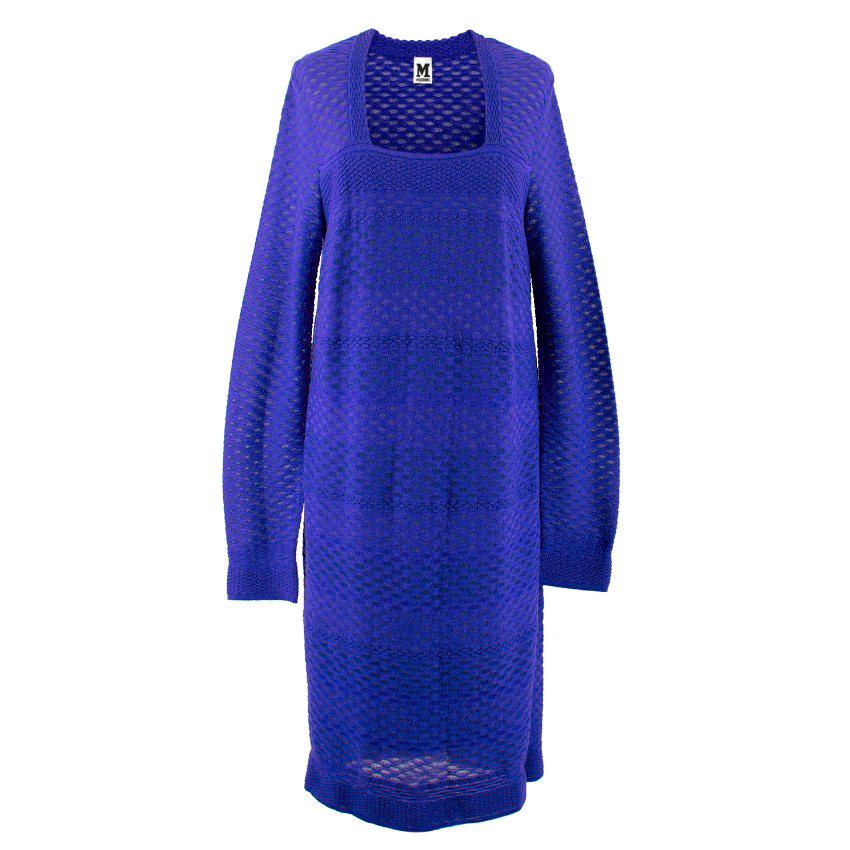 M Missoni Blue Sheer Knit Dress US 10 For Sale