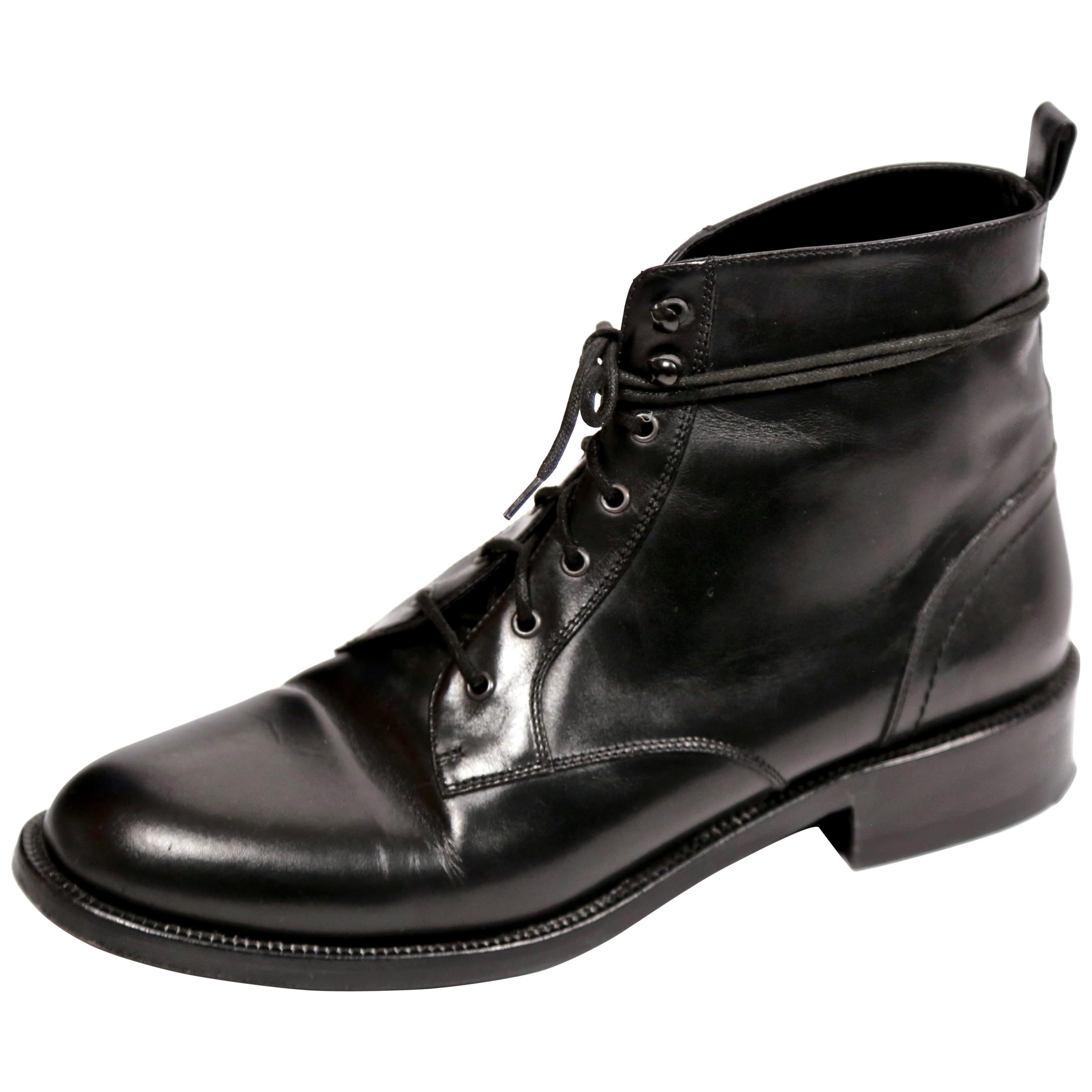 DIOR HOMME Size 10 Men's Leather Slate Boots at 1stDibs | dior homme ...