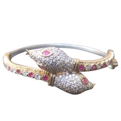 Sterling Silver Crystal Encrusted Serpent Bracelet Circa 21st C