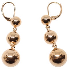 CELINE by PHOEBE PHILO rose gold triple sphere drop earrings - NEW