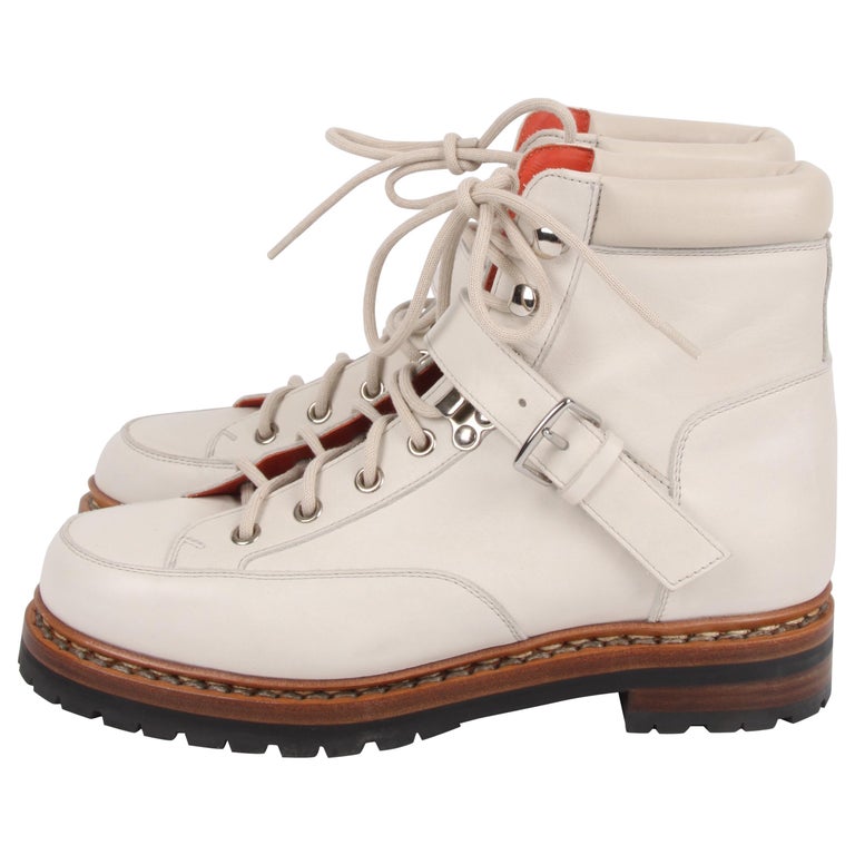 Hermes Off White Leather Hiking Boots at 1stDibs hermes hiking boots