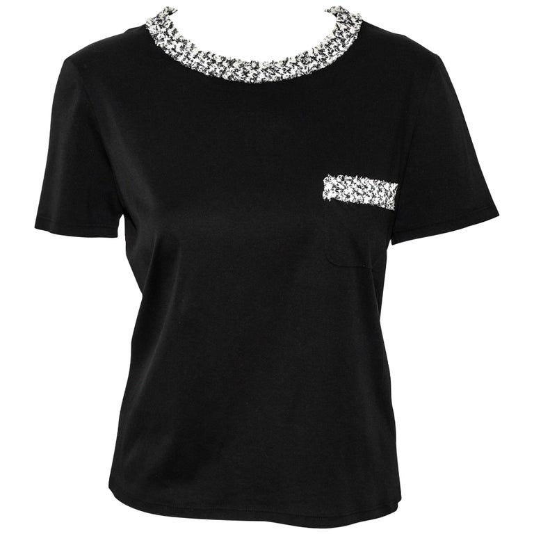 Chanel Black Cotton Short Sleeve T Shirt at 1stDibs