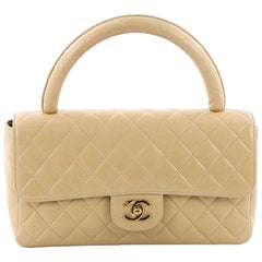 Chanel Vintage Twin Top Handle Flap Tasche gesteppt Lammfell Medium