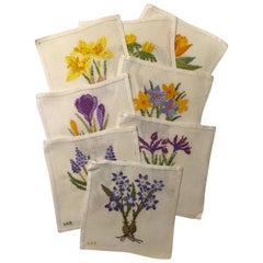 Cocktail Napkins Hand Made Set Of Eight Different Spring Flowering Bulbs  