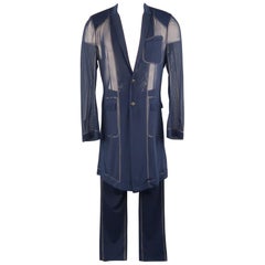 Costume DIOR HOMME 36 Navy Mesh Coat Pants Spring 2013 pour homme