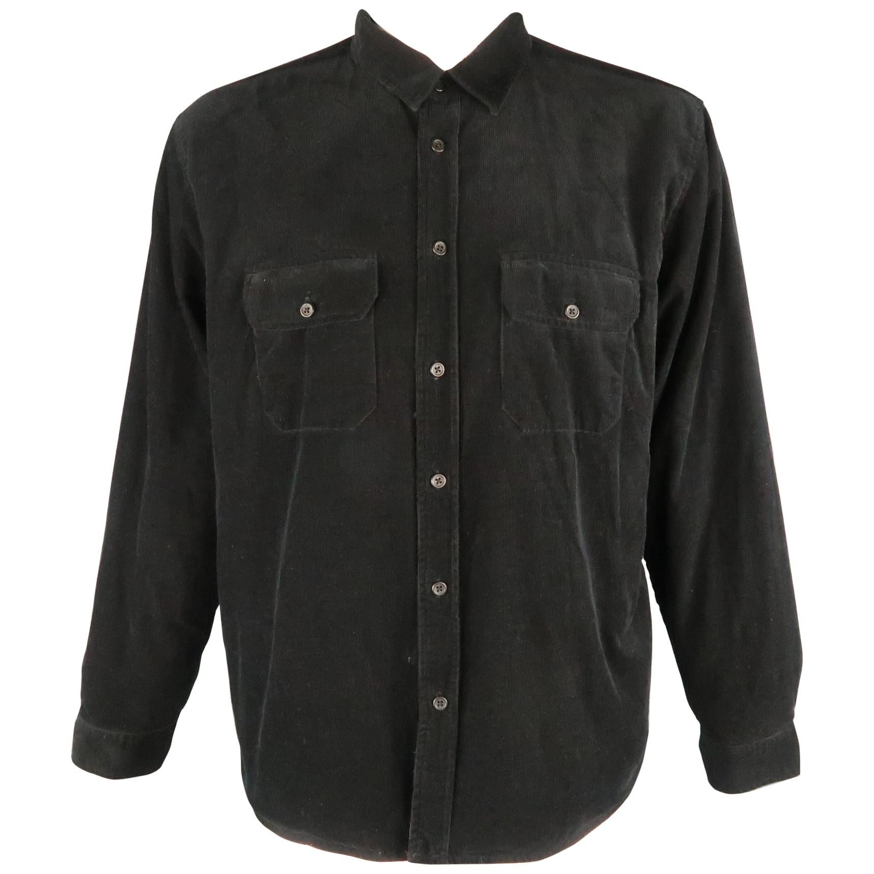 SUPREME Size XL Black Corduroy Quilted Liner Shirt Jacket Long 