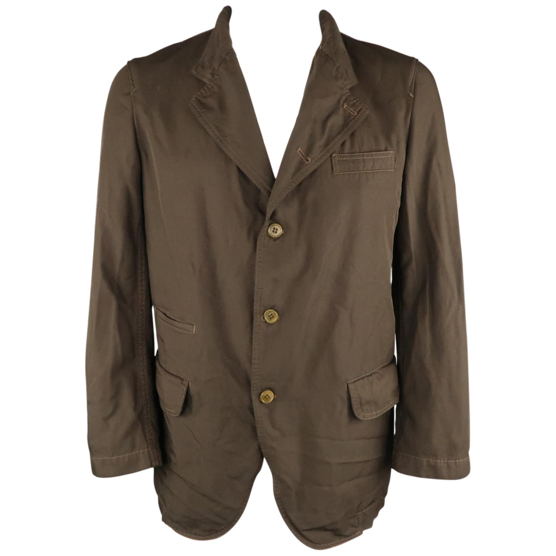 COMME des GARCONS HOMME DEUX XL Brown Wrinkled Twill Sport Coat Jacket