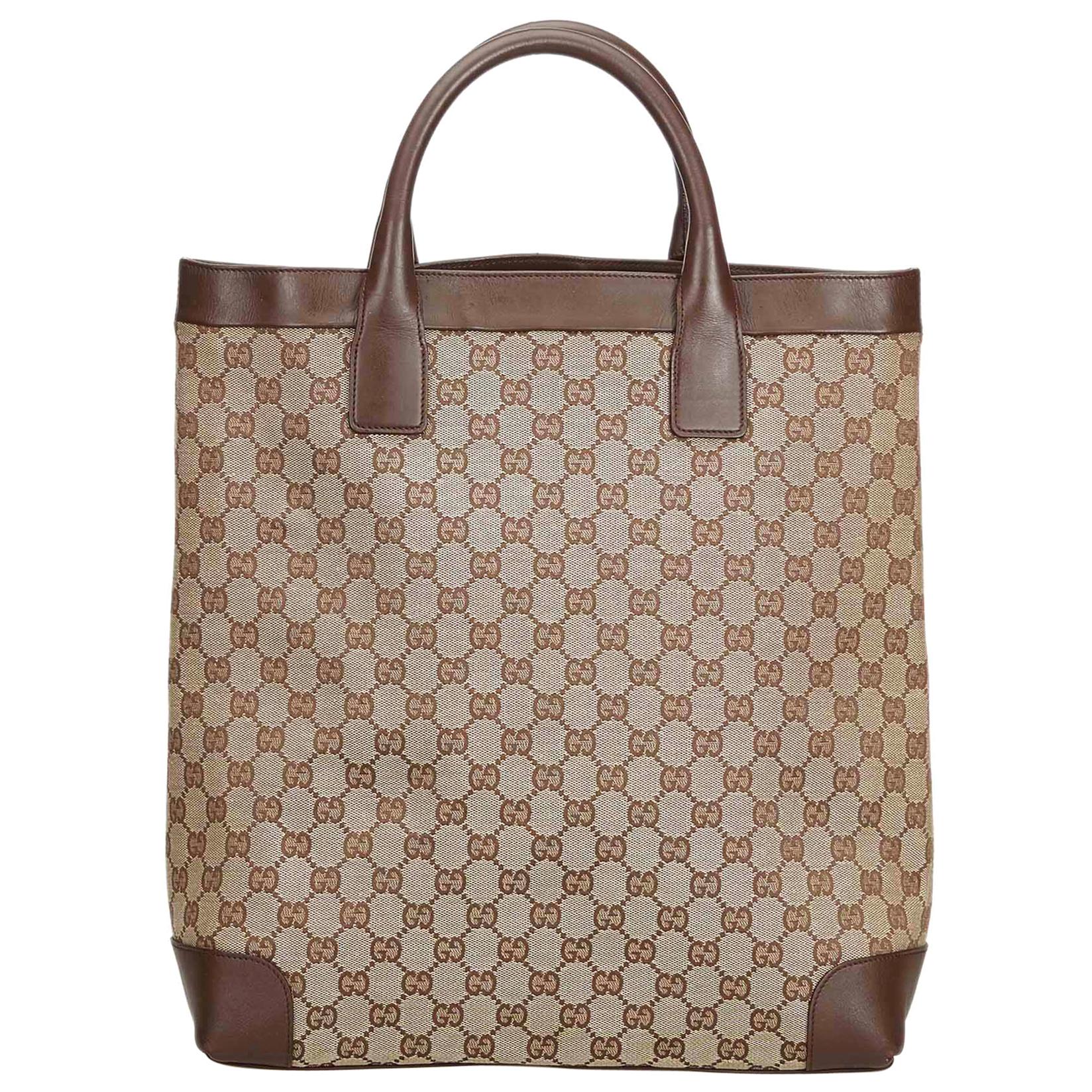 Gucci Brown GG Jacquard Tote Bag For Sale at 1stDibs
