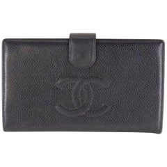 Chanel Black Caviar Cc Long Flap Wallet 224144