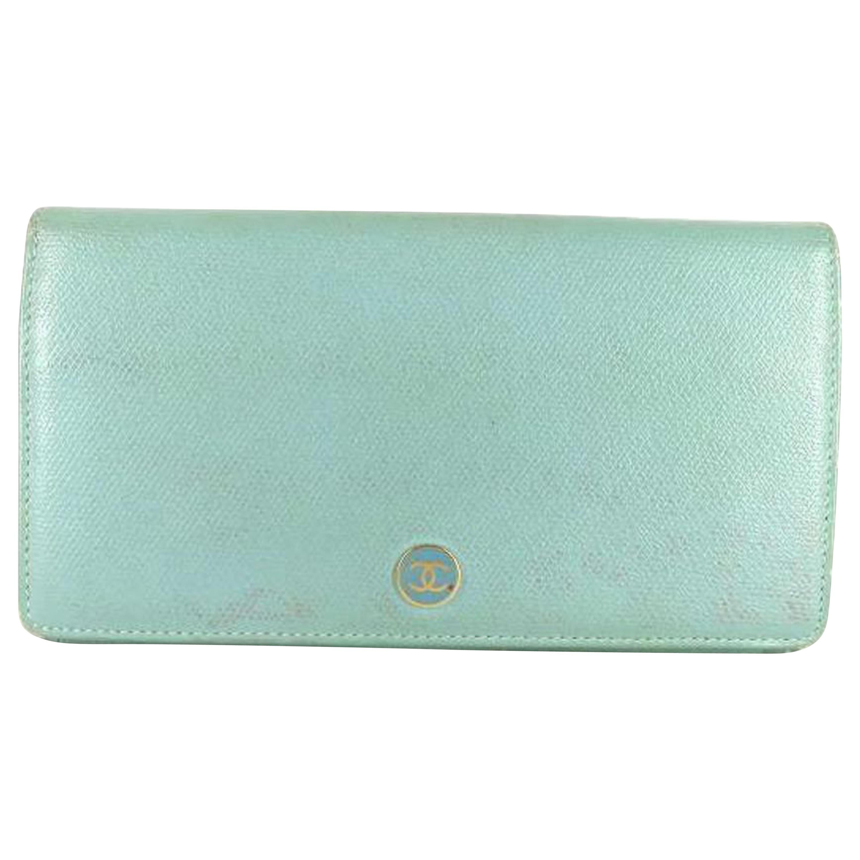 Chanel Blue Cc Button Line Flap Wallet 219996 For Sale