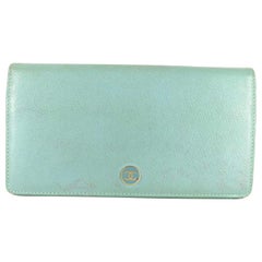Chanel Blue Cc Button Line Flap Wallet 219996