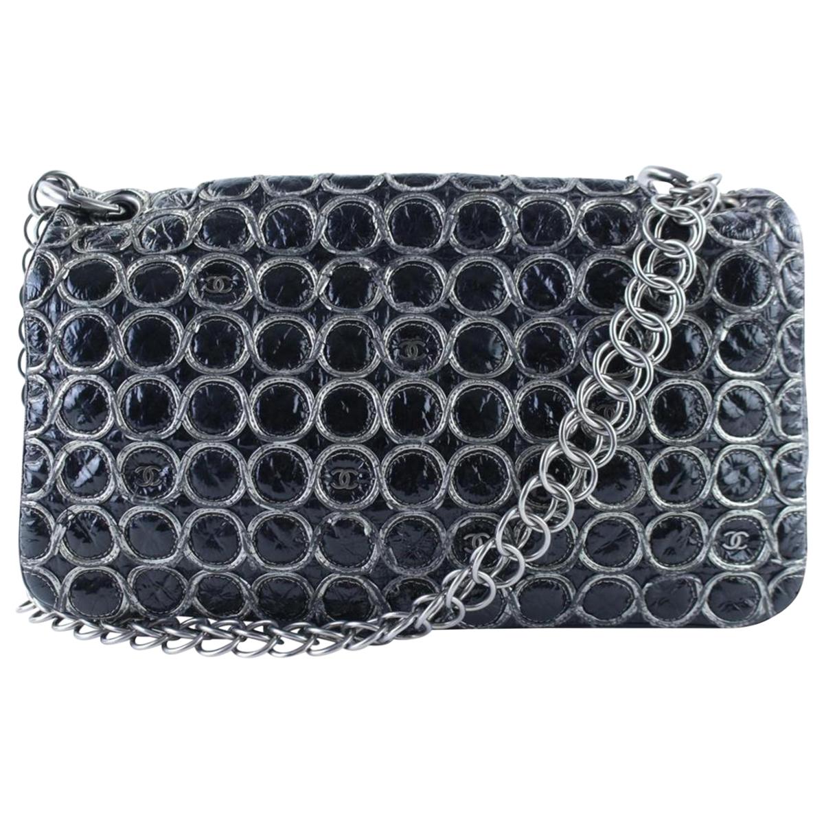 Chanel Classic Flap (Utlra Rare) Bubble Cube 219990 Black Patent Leather Cross B For Sale