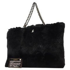 Chanel Cc Chain Tote 227177 Black Rabbit Fur Shoulder Bag