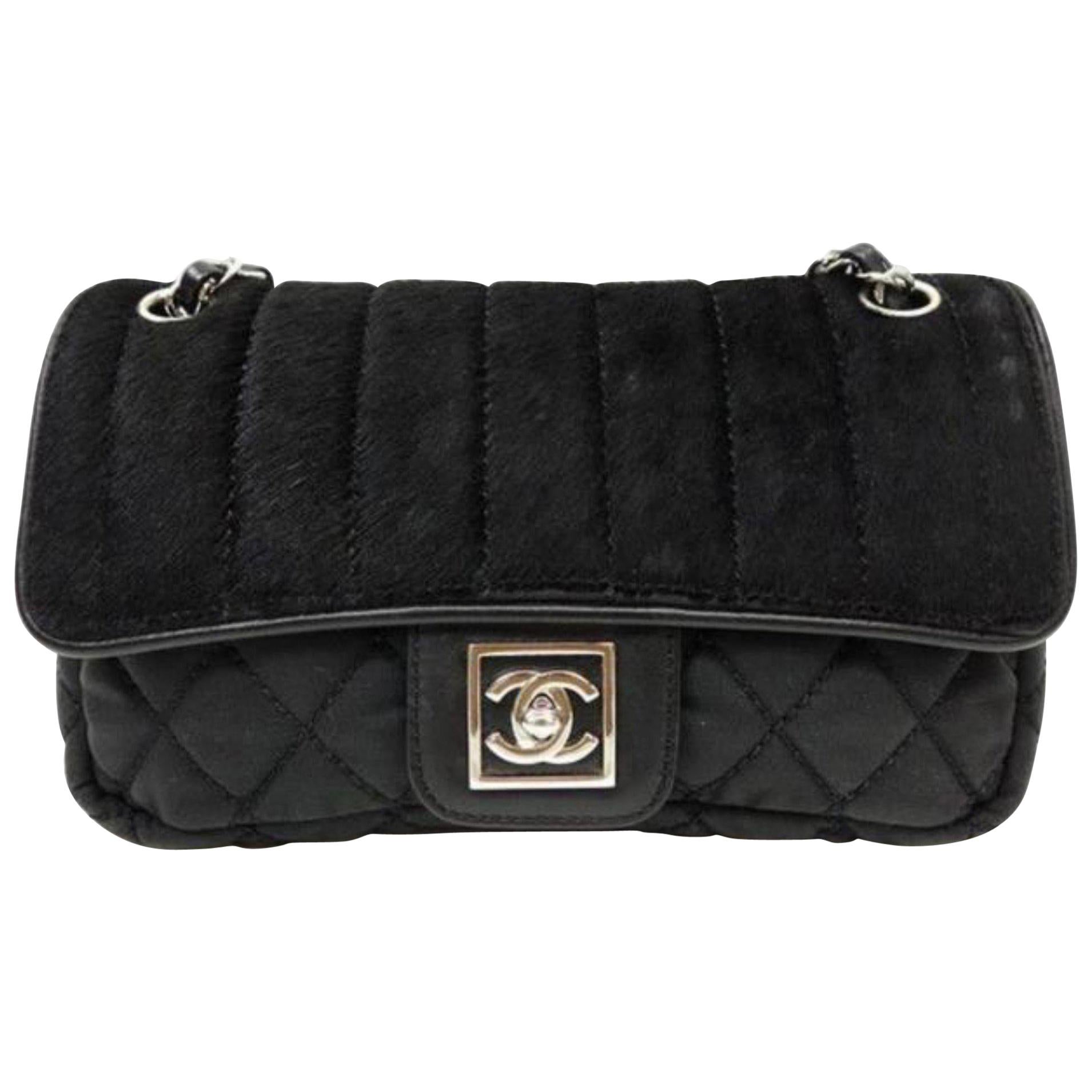 Chanel Flap Chain 227768 Black Pony Hair Shoulder Bag For Sale