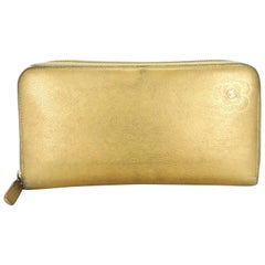 Chanel Gold Zip Around Long 216163 Wallet