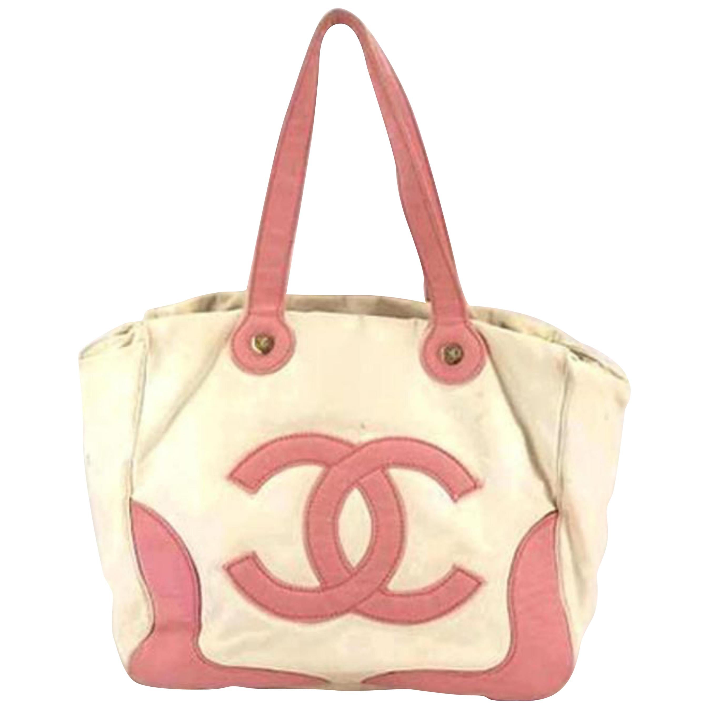 Chanel Marshmallow 218712 Pink Canvas Tote For Sale