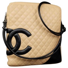 Chanel Messenger Cambon Extra 227178 Beige Quilted Leather Cross Body Bag