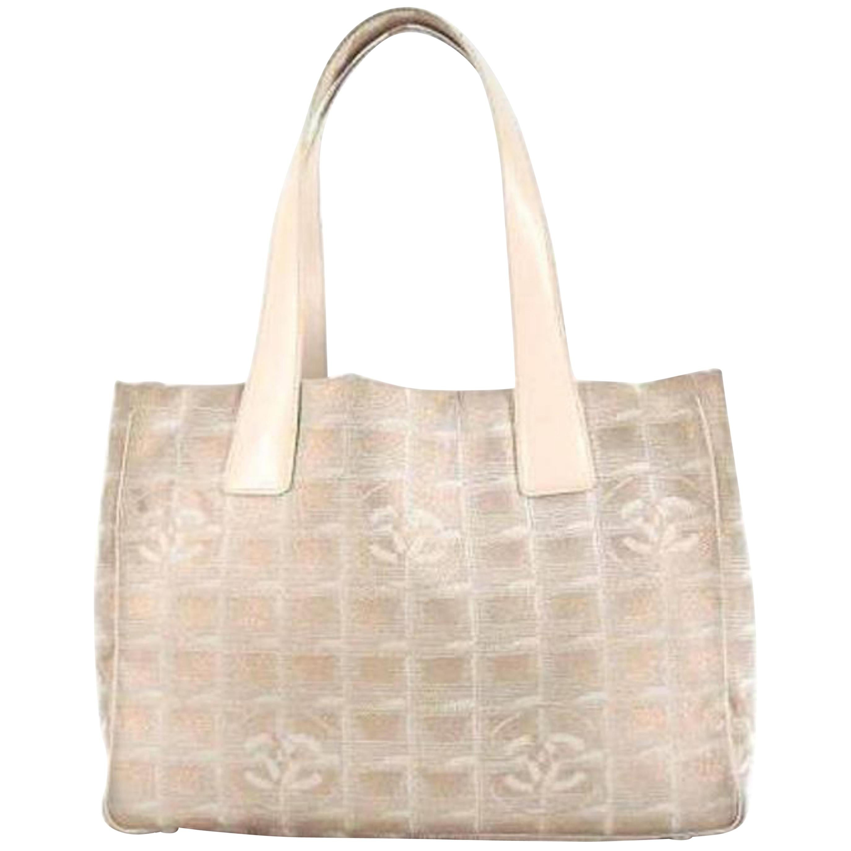 Chanel New Line Travel 215806 Metallic Pink Quilted Canvas Tote For Sale